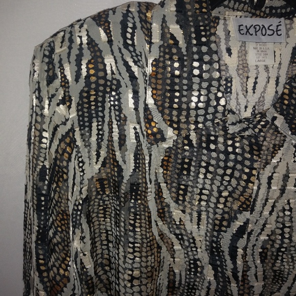 Expose L Shimmering Black Gold Top - Picture 3 of 4